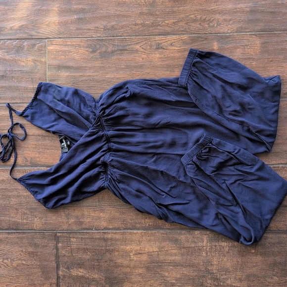 Lulus Learning to Fly Navy Halter Jumpsuit Pockets - Women's Large - Picture 5 of 11